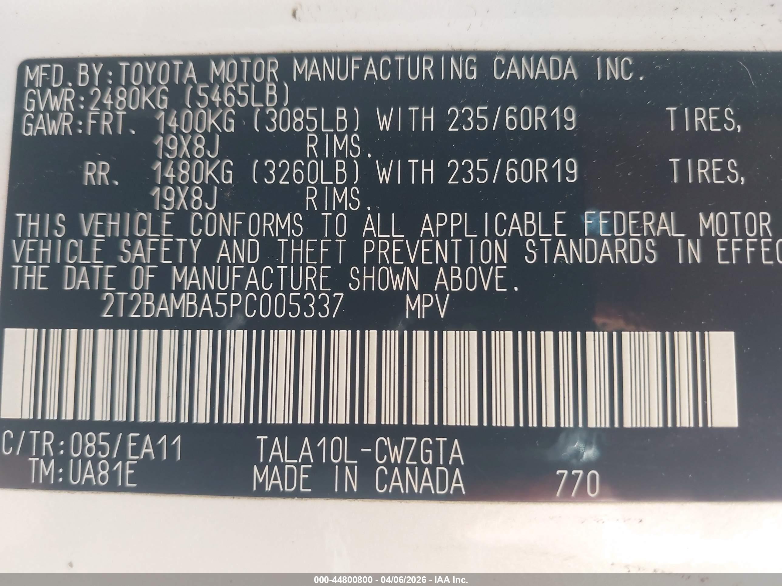 2T2BAMBA5PC005337 — photo 9